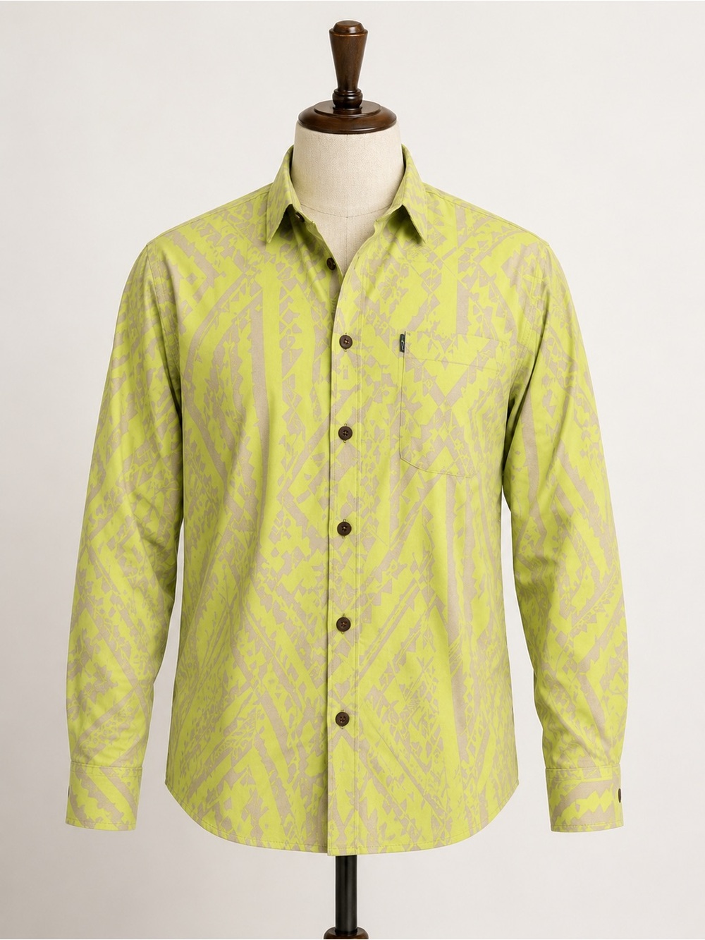 Eveni Pacific Men’s 2XL Elei Tribal Shirt Samoa Fiji 100% Cotton Long Sleeve Top
